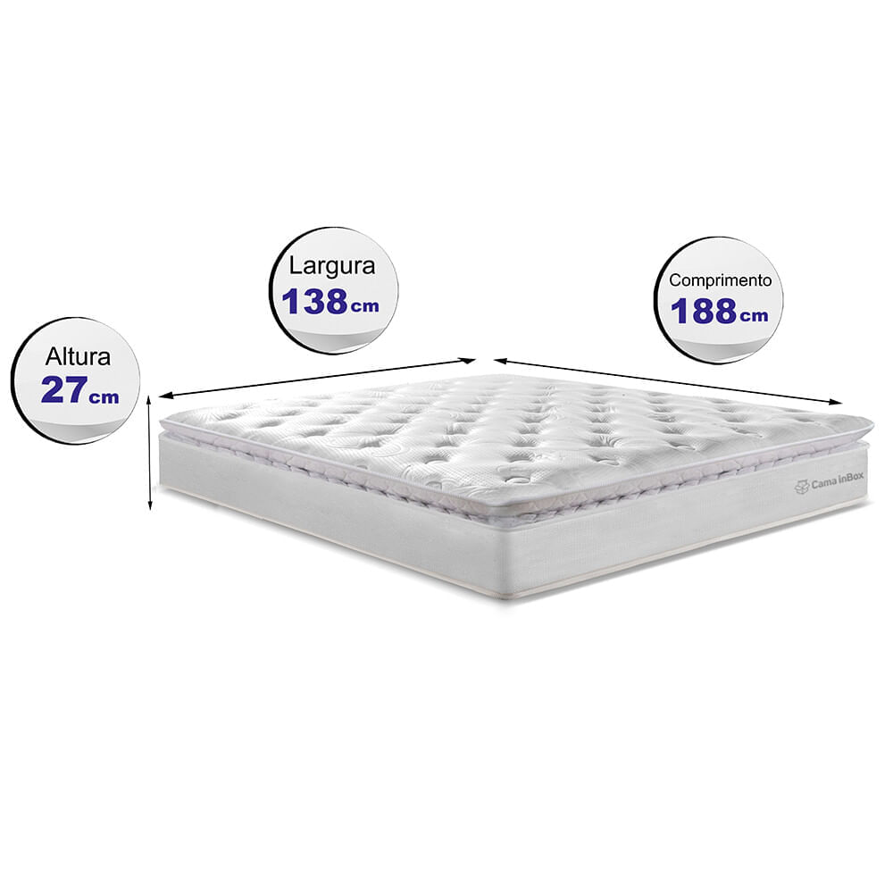 Colchão Casal Molas Ensacadas 138x188 Cama inBox Confort Snow - Imagem 2