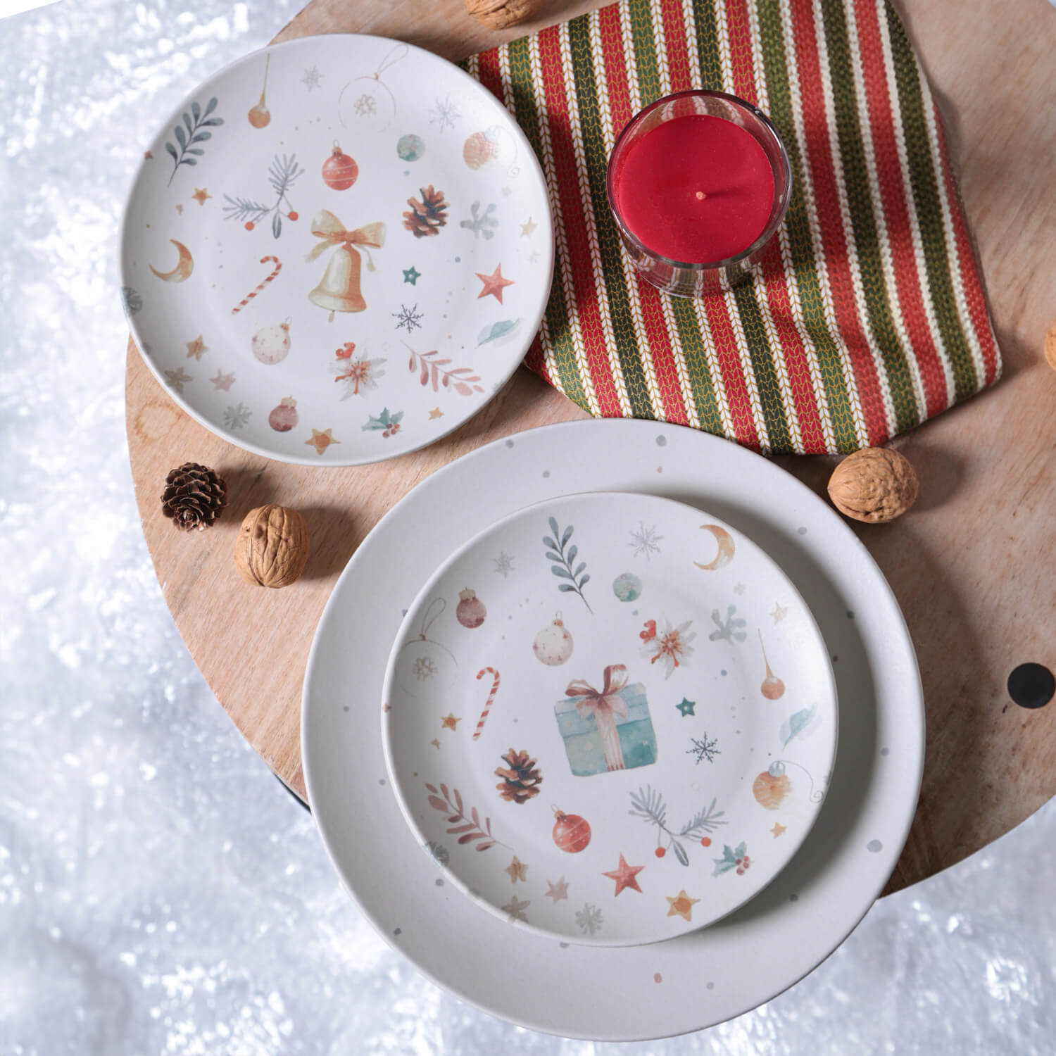Kit com 6 Pratos de Sobremesa Coup Stoneware Noite de Natal Ø19,4cm - Imagem 2