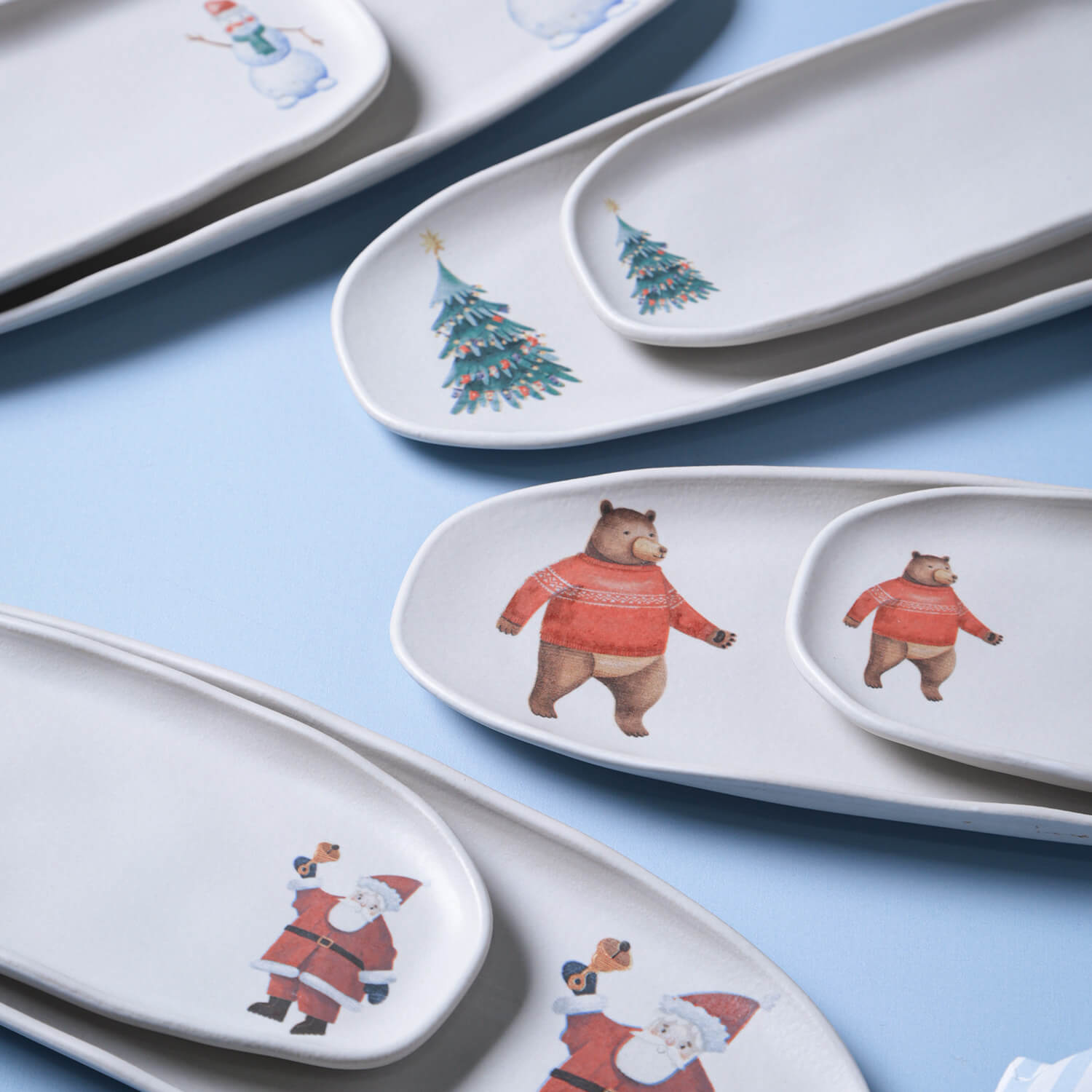 Kit com 4 Travessas Oval Rasa Grande Orgânico Magia Glacial 36x13cm - Imagem 2