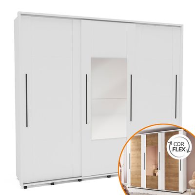 Guarda-Roupa-Casal-com-Espelho-3-Portas-6-Gavetas-Coimbra-Branco