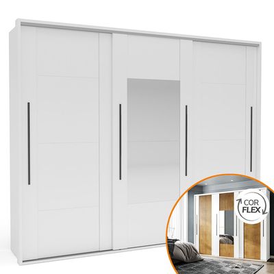 Guarda-Roupa-Casal-com-Espelho-3-Portas-4-Gavetas-Sevilha-Branco