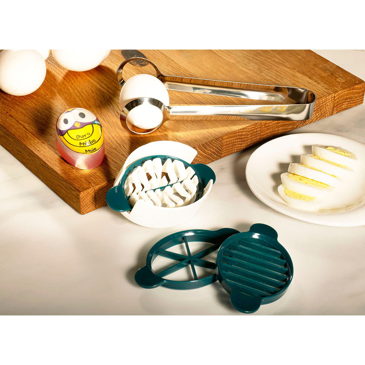 Kit para Ovos Cortador Timer e Pegador Cozinha Prana - Imagem 2