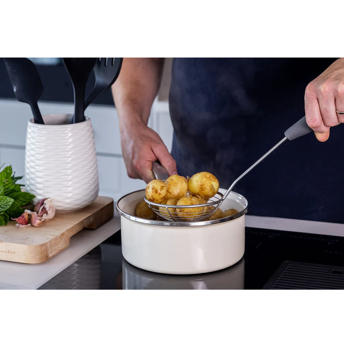 Escumadeira Em Aço Inox Cozinha Frituras Cinza KitchenAid - Imagem 4