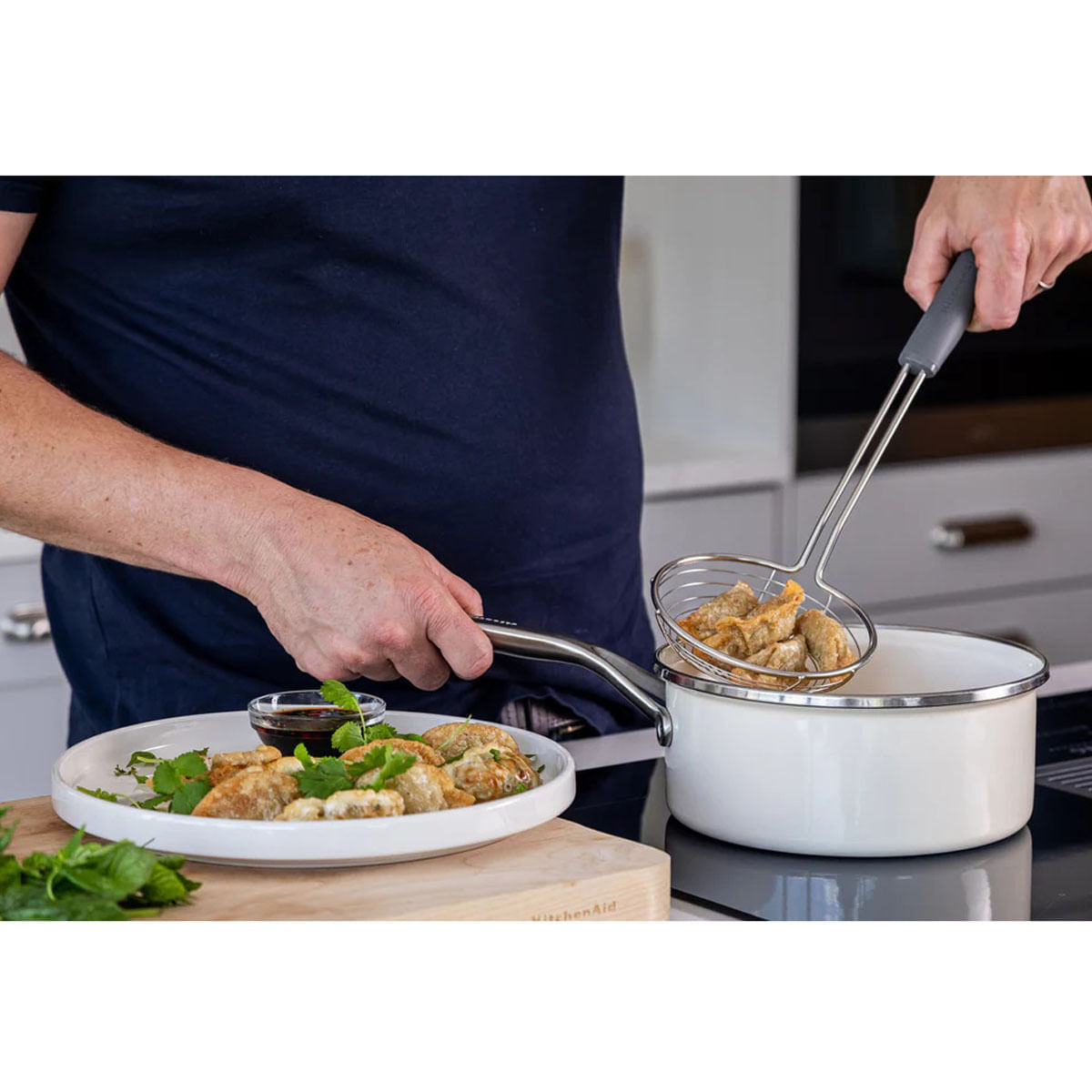 Escumadeira Em Aço Inox Cozinha Frituras Cinza KitchenAid - Imagem 2