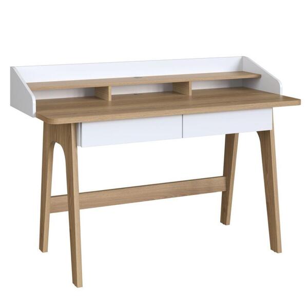 Mesa Escrivaninha Flexus com 2 Gavetas Hanover e Branca 1,39m