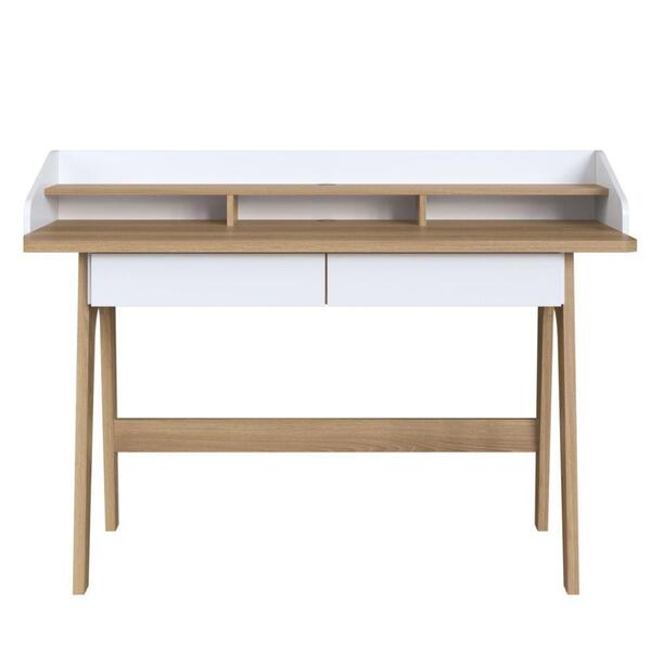 Mesa Escrivaninha Flexus com 2 Gavetas Hanover e Branca 1,39m - Imagem 2