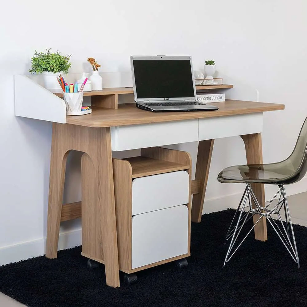 Mesa Escrivaninha Flexus com 2 Gavetas Hanover e Branca 1,39m - Imagem 4