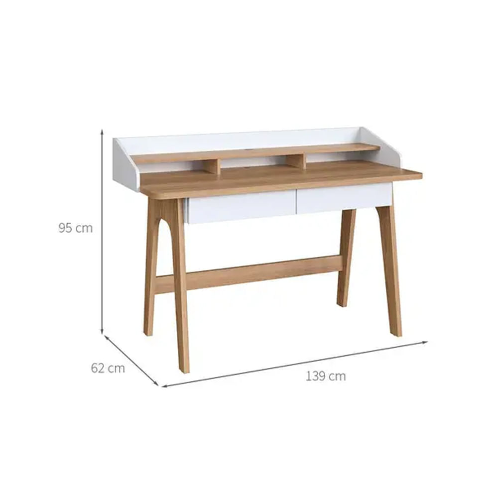 Mesa Escrivaninha Flexus com 2 Gavetas Hanover e Branca 1,39m - Imagem 5