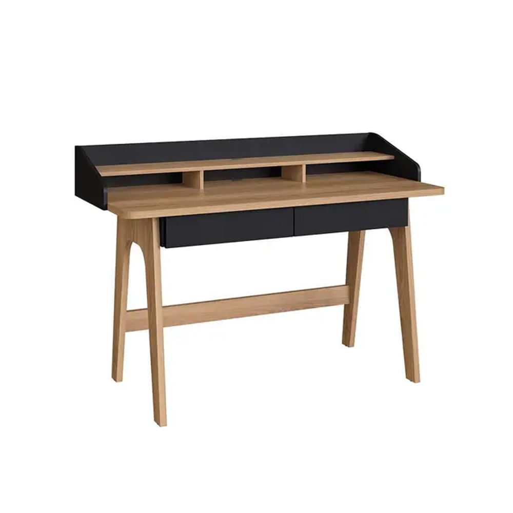 Mesa Escrivaninha Flexus com 2 Gavetas Hanover e Preto 1,39m