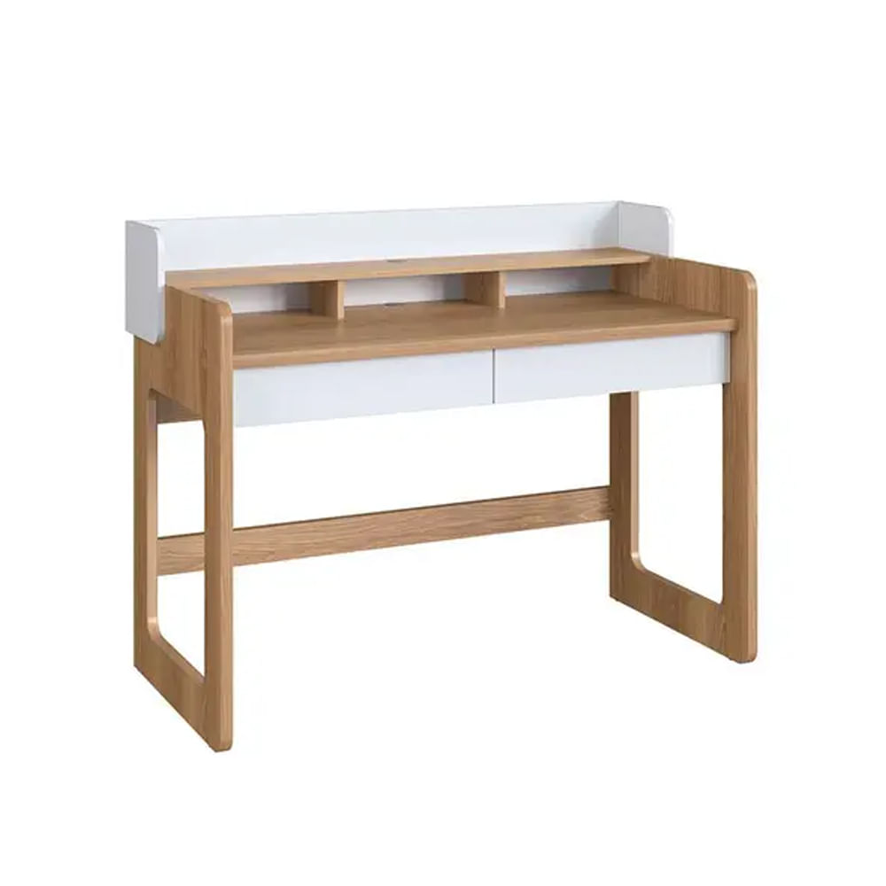 Mesa Escrivaninha Flexus com 2 Gavetas Hanover e Branca 1,28m