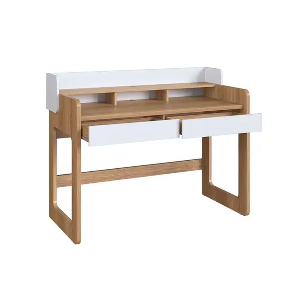 Mesa Escrivaninha Flexus com 2 Gavetas Hanover e Branca 1,28m - Imagem 2