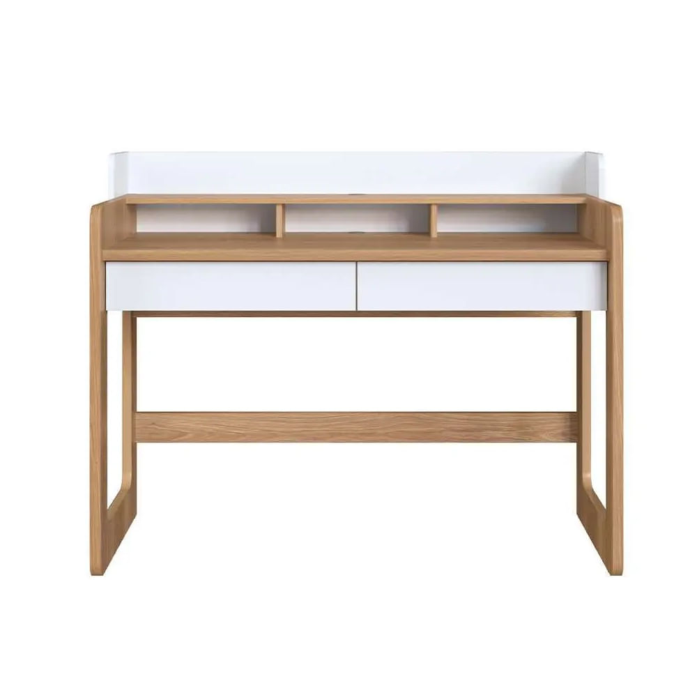 Mesa Escrivaninha Flexus com 2 Gavetas Hanover e Branca 1,28m - Imagem 3