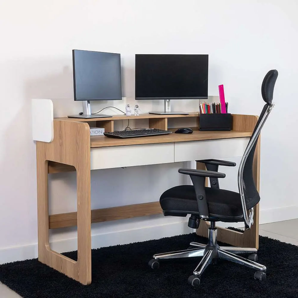 Mesa Escrivaninha Flexus com 2 Gavetas Hanover e Branca 1,28m - Imagem 5