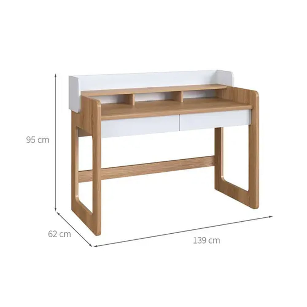 Mesa Escrivaninha Flexus com 2 Gavetas Hanover e Branca 1,28m - Imagem 6