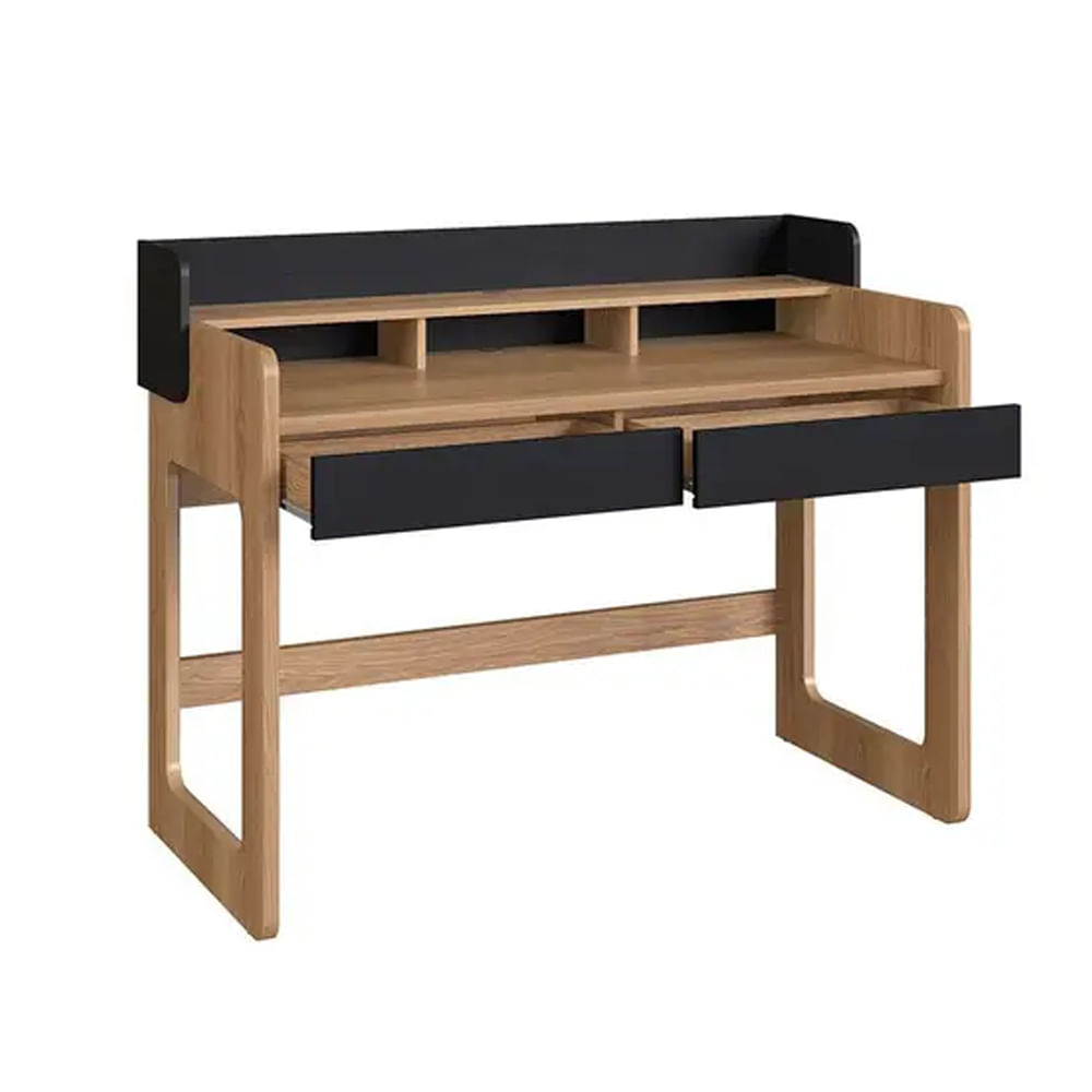 Mesa Escrivaninha Flexus com 2 Gavetas Hanover e Preto 1,28m