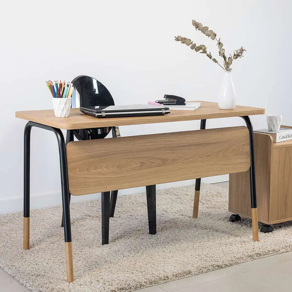 Mesa Escrivaninha Flexus Hanover e Preta 1,36m - Imagem 4