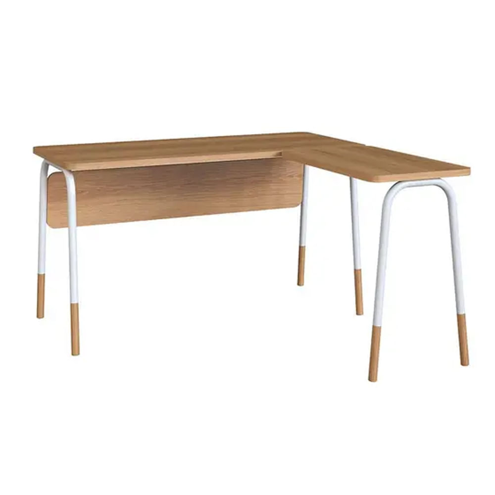 Mesa Escrivaninha Flexus de Canto Hanover e Branca 1,36m