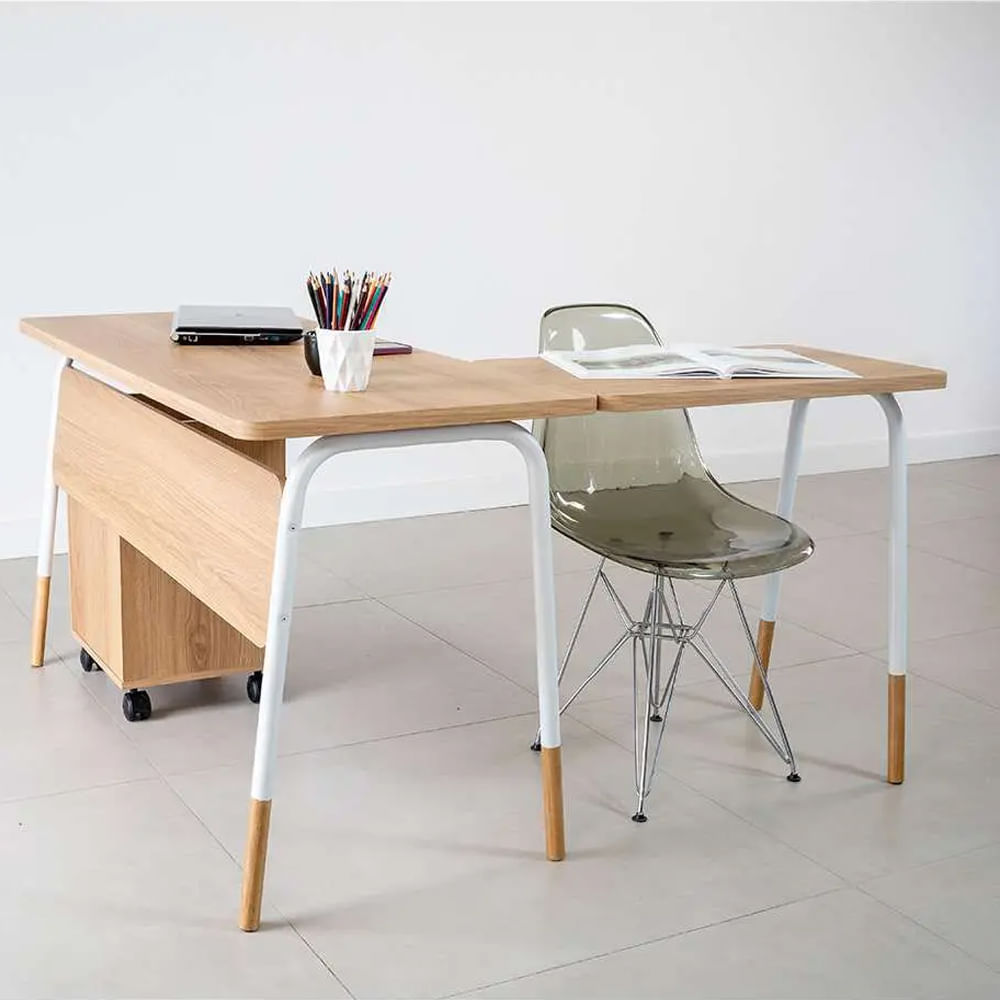 Mesa Escrivaninha Flexus de Canto Hanover e Branca 1,36m - Imagem 4