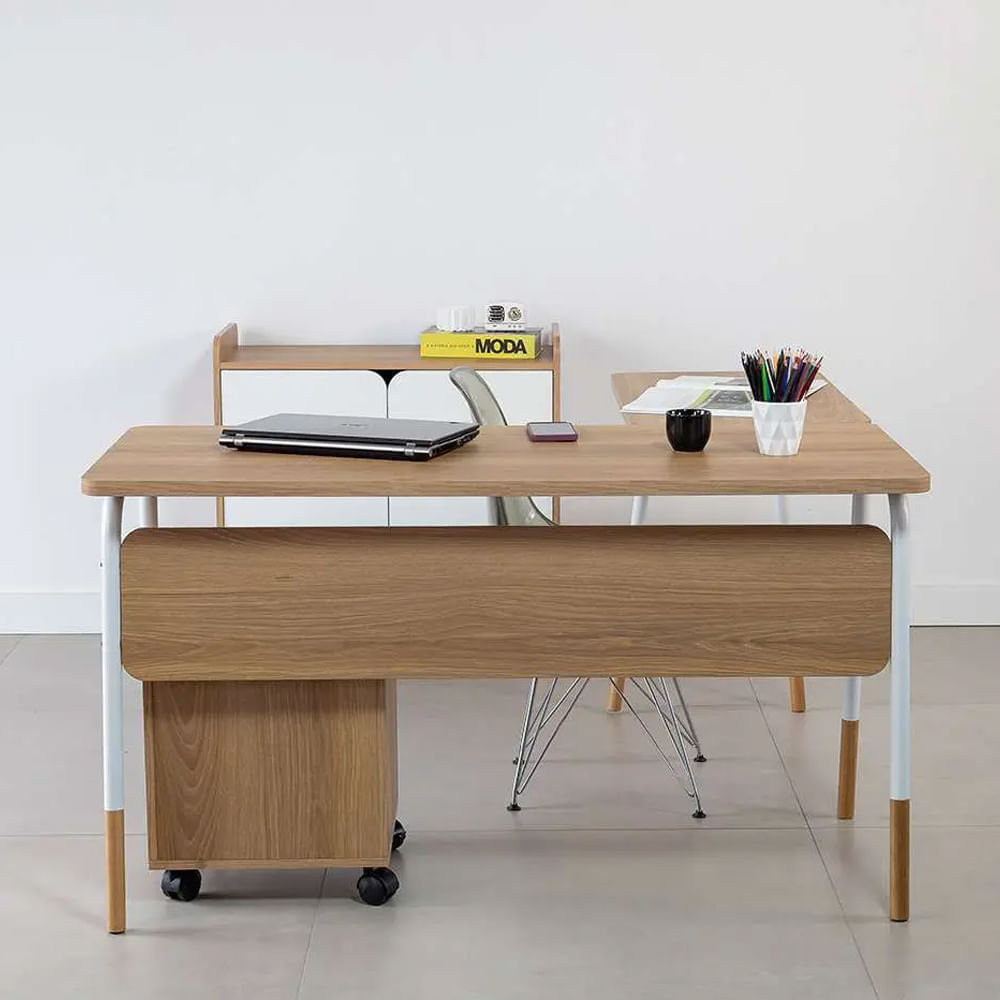 Mesa Escrivaninha Flexus de Canto Hanover e Branca 1,36m - Imagem 5