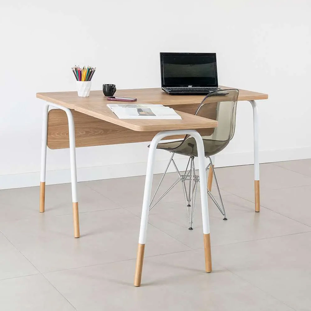 Mesa Escrivaninha Flexus de Canto Hanover e Branca 1,20m - Imagem 4