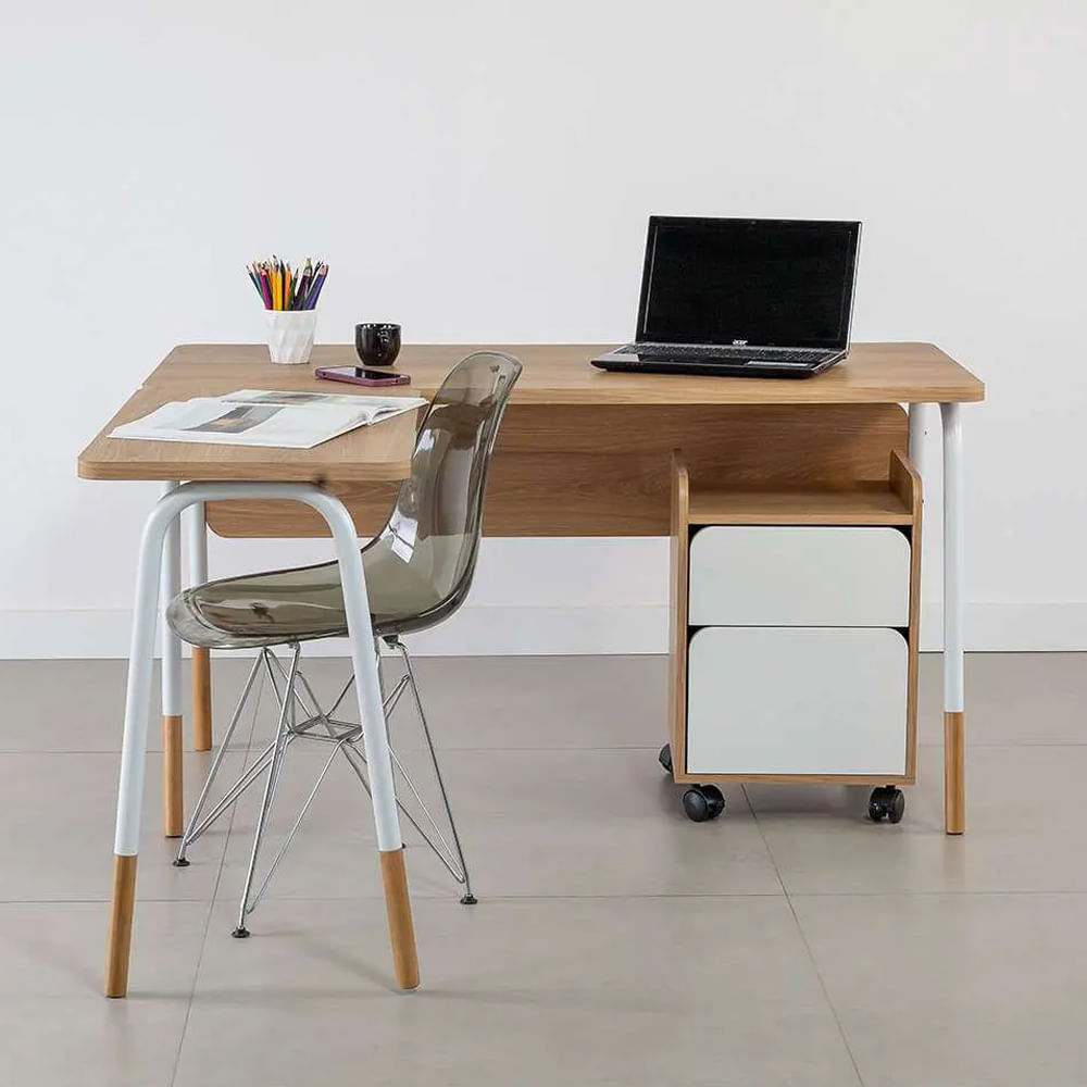 Mesa Escrivaninha Flexus de Canto Hanover e Branca 1,20m - Imagem 5