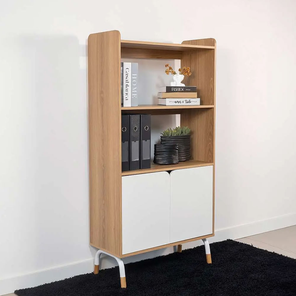Armário Alto Flexus Home com 2 Portas Hanover e Branco - Imagem 5