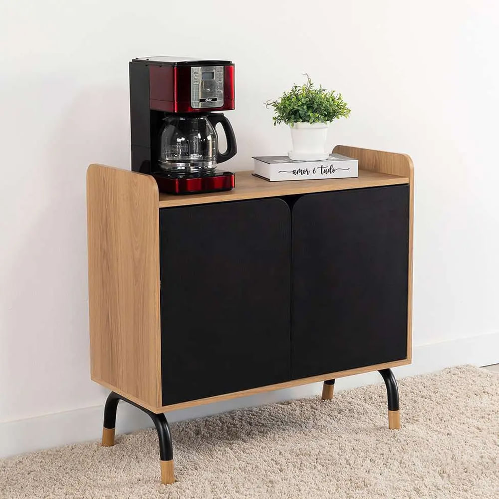 Armário Baixo Flexus Home com 2 Portas Hanover e Preto - Imagem 5