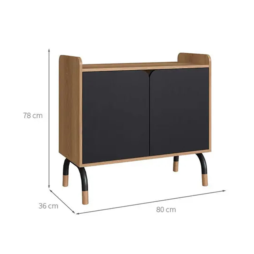 Armário Baixo Flexus Home com 2 Portas Hanover e Preto - Imagem 6