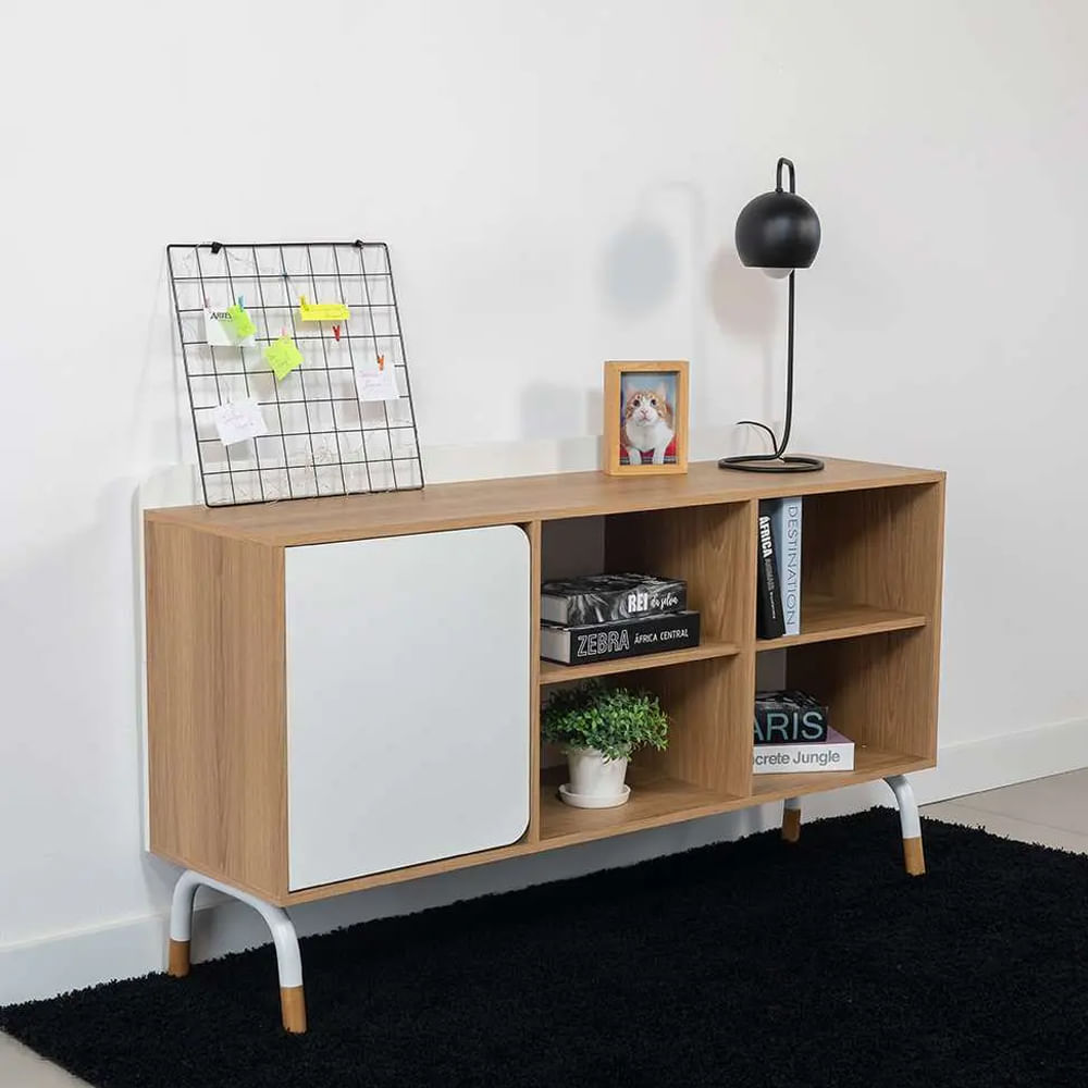 Armário Baixo Flexus Home com 1 Porta e 1 Gaveta Hanover e Branco - Imagem 5