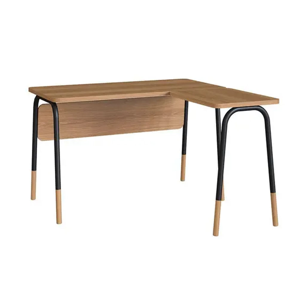 Mesa Escrivaninha Flexus de Canto Hanover e Preta 1,20m