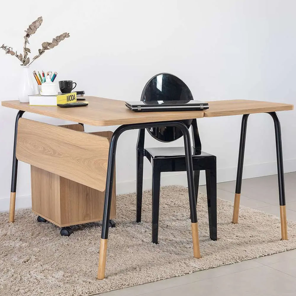 Mesa Escrivaninha Flexus de Canto Hanover e Preta 1,20m - Imagem 4