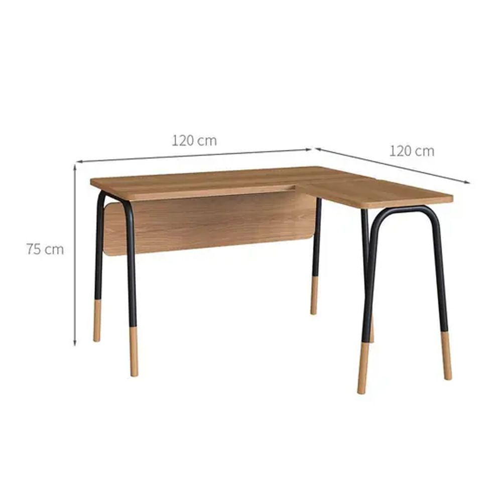 Mesa Escrivaninha Flexus de Canto Hanover e Preta 1,20m - Imagem 6