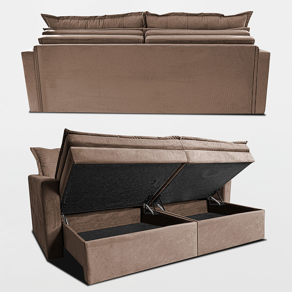 Sofá Sem Caixa Retrátil Baú 1,60m Sofá inBox Silence Velupluma Bege - Imagem 6
