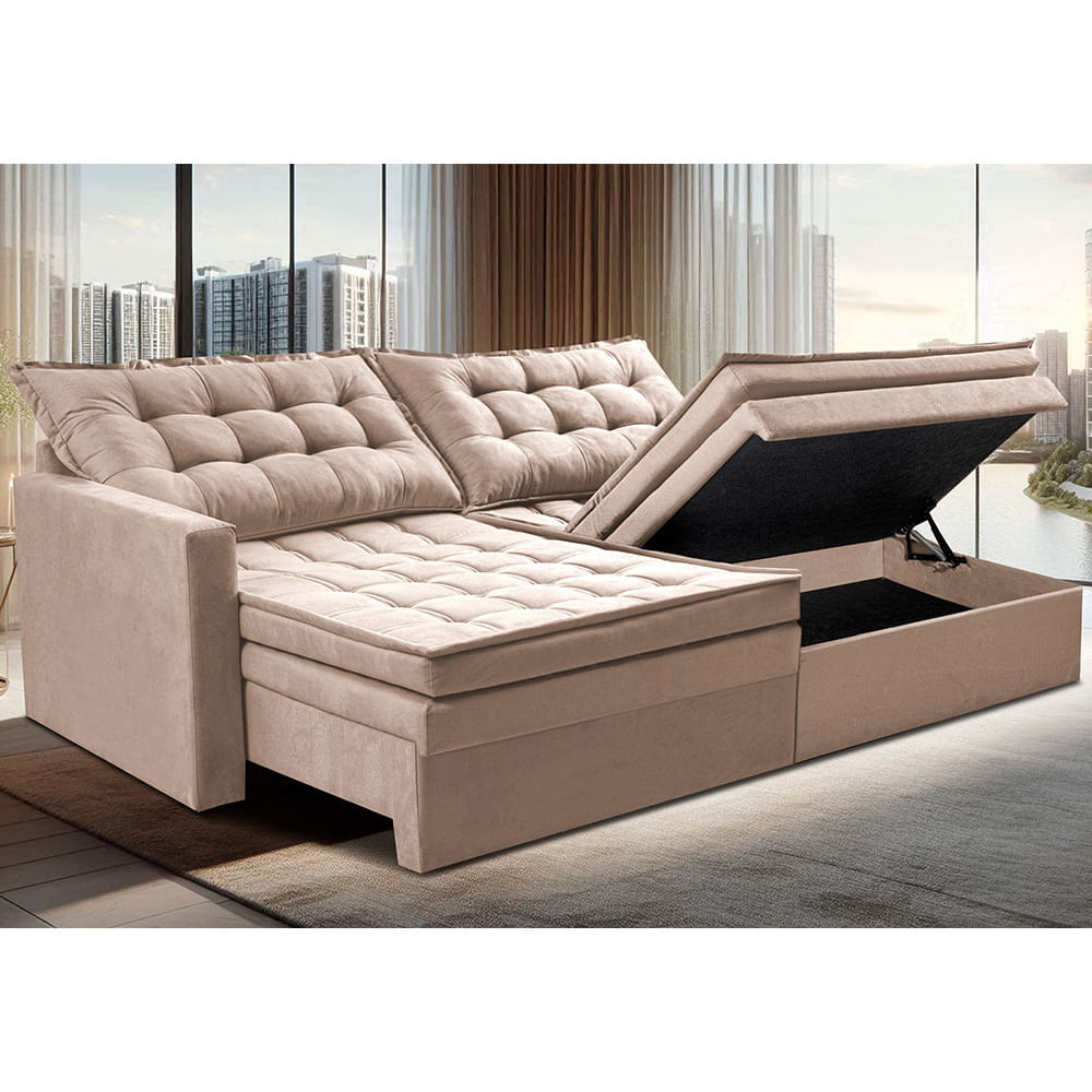 Sofá Sem Caixa Retrátil Baú 1,60m Sofá inBox Silence Velupluma Bege