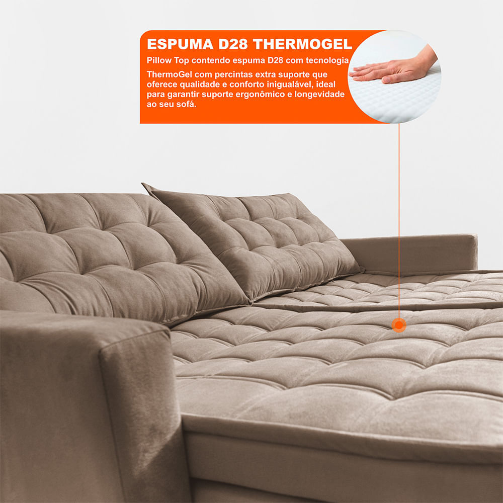 Sofá Sem Caixa Retrátil Baú 1,60m Sofá inBox Silence Velupluma Bege - Imagem 2