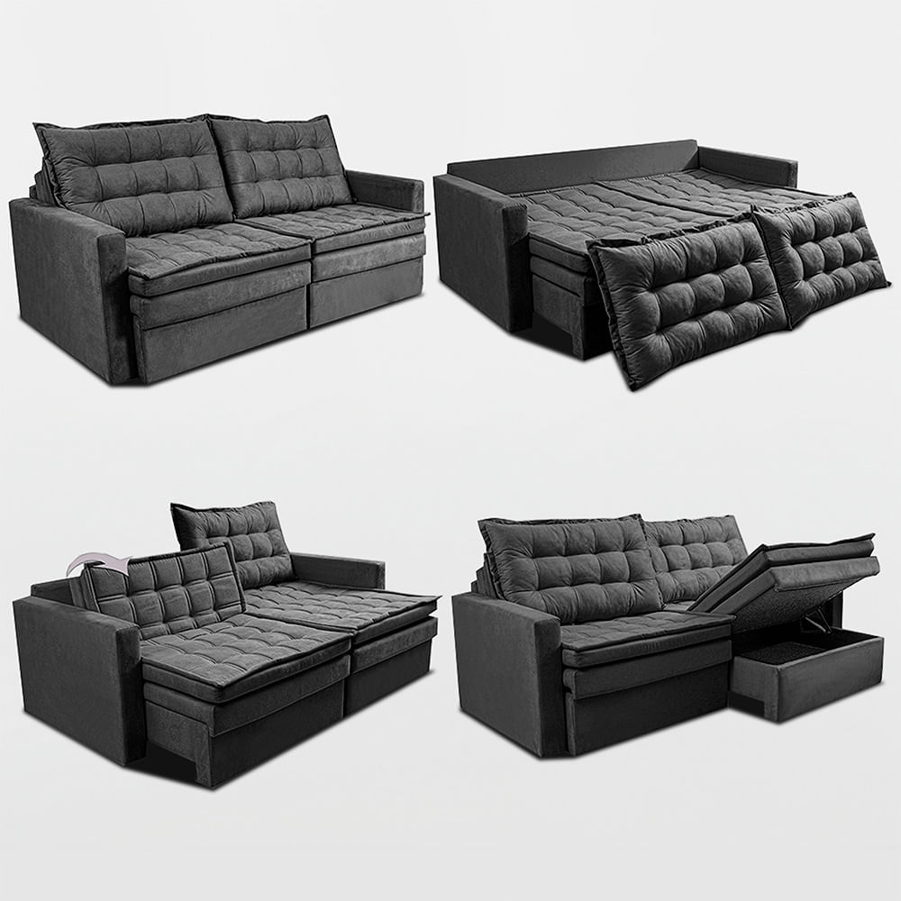 Sofá Sem Caixa Retrátil Baú 1,80m Sofá inBox Silence Velupluma Cinza - Imagem 7