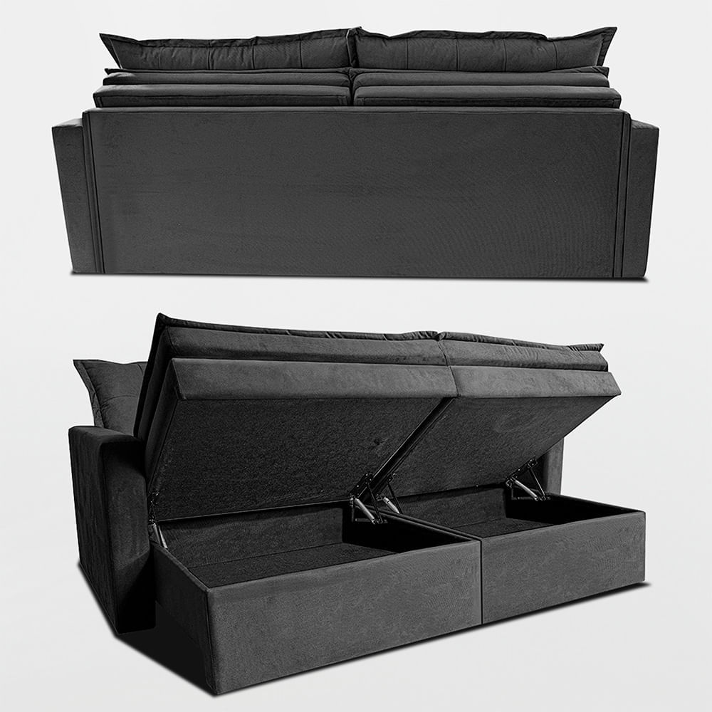 Sofá Sem Caixa Retrátil Baú 1,80m Sofá inBox Silence Velupluma Cinza - Imagem 6