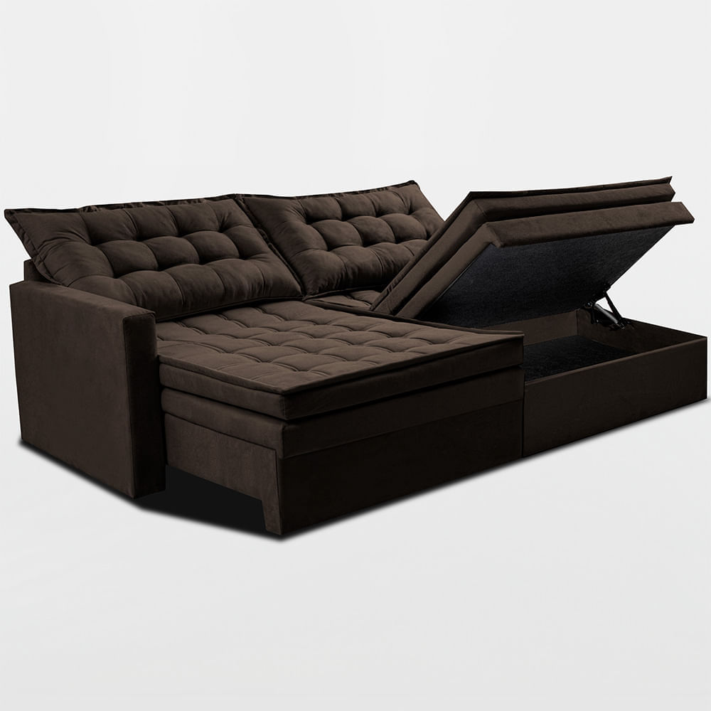Sofá Sem Caixa Retrátil Baú 1,60m Sofá inBox Silence Velupluma Café - Imagem 8