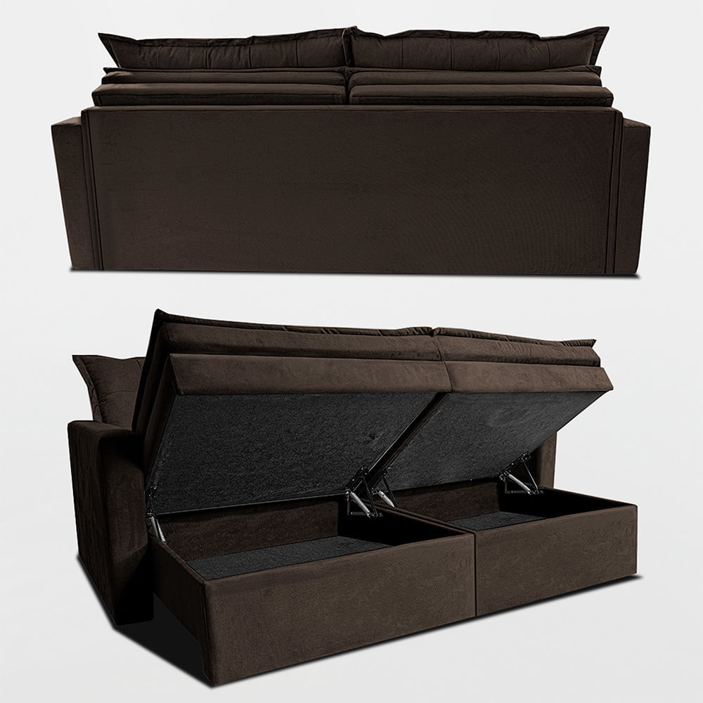 Sofá Sem Caixa Retrátil Baú 1,60m Sofá inBox Silence Velupluma Café - Imagem 6