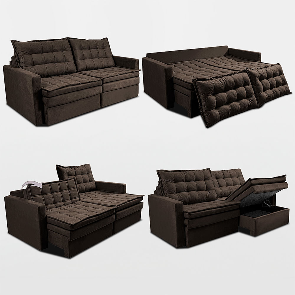 Sofá Sem Caixa Retrátil Baú 1,60m Sofá inBox Silence Velupluma Café - Imagem 7