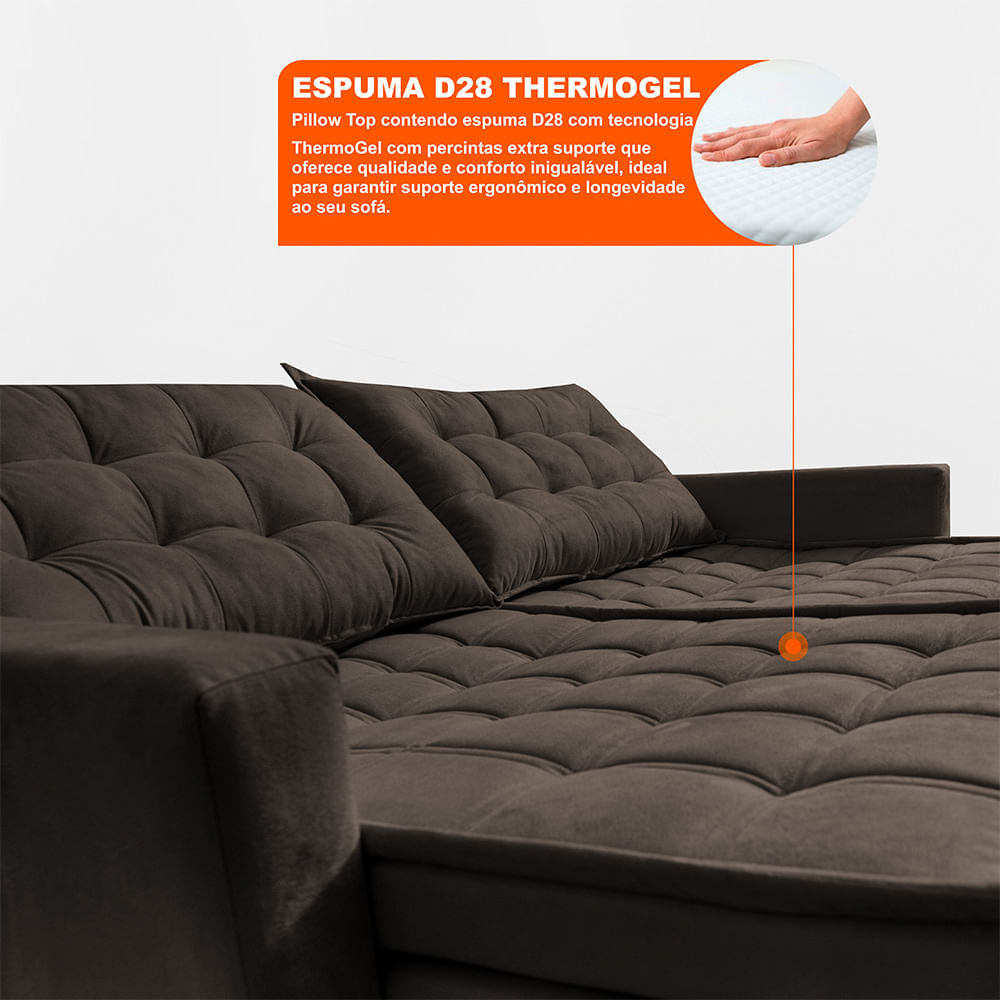 Sofá Sem Caixa Retrátil Baú 1,60m Sofá inBox Silence Velupluma Café - Imagem 2