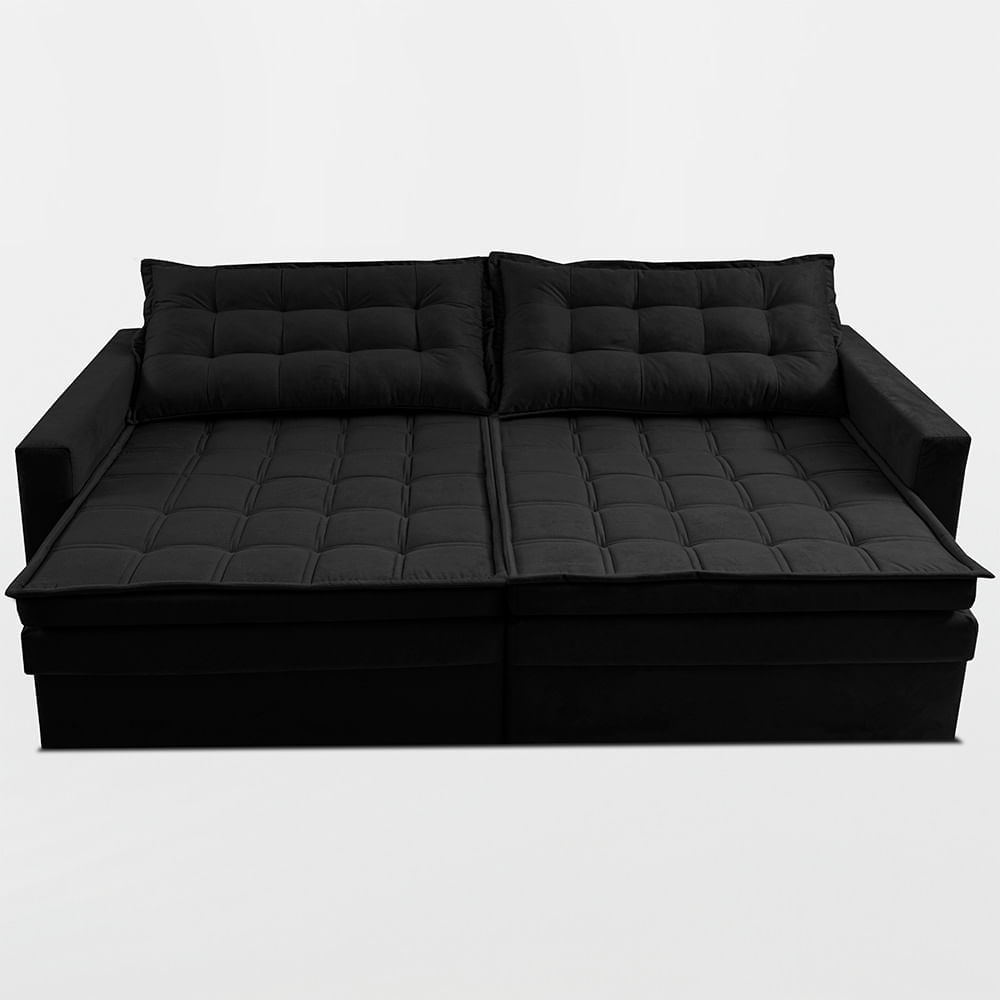 Sofá Sem Caixa Retrátil Baú 1,80m Sofá inBox Silence Velupluma Preto - Imagem 5