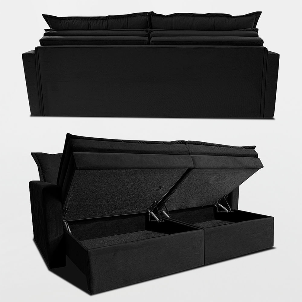 Sofá Sem Caixa Retrátil Baú 1,80m Sofá inBox Silence Velupluma Preto - Imagem 6