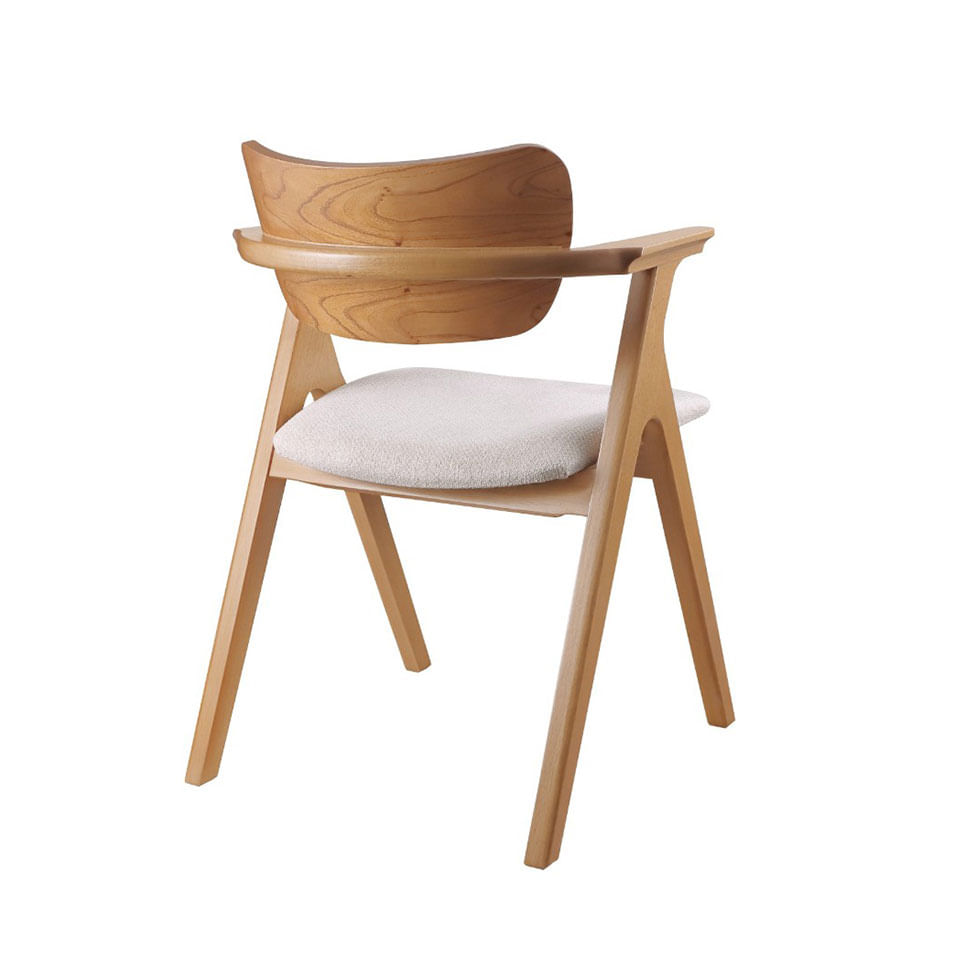 Cadeira Zara Madeira Maciça Assento em Linho Bege - Imagem 2