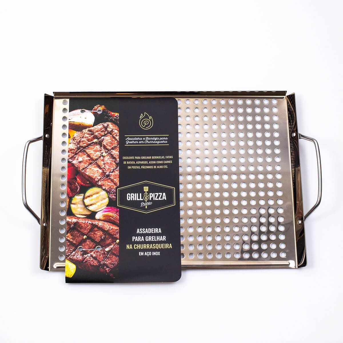 Kit para Churrasco Bandeja Wok Faca e Chaira 4 peças Prana - Imagem 6