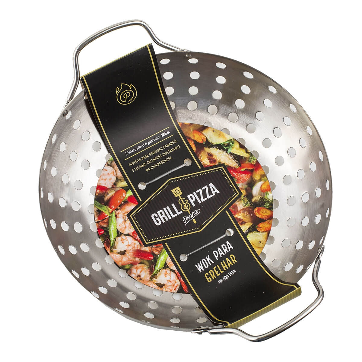 Kit para Churrasco Bandeja Wok Faca e Chaira 4 peças Prana - Imagem 7