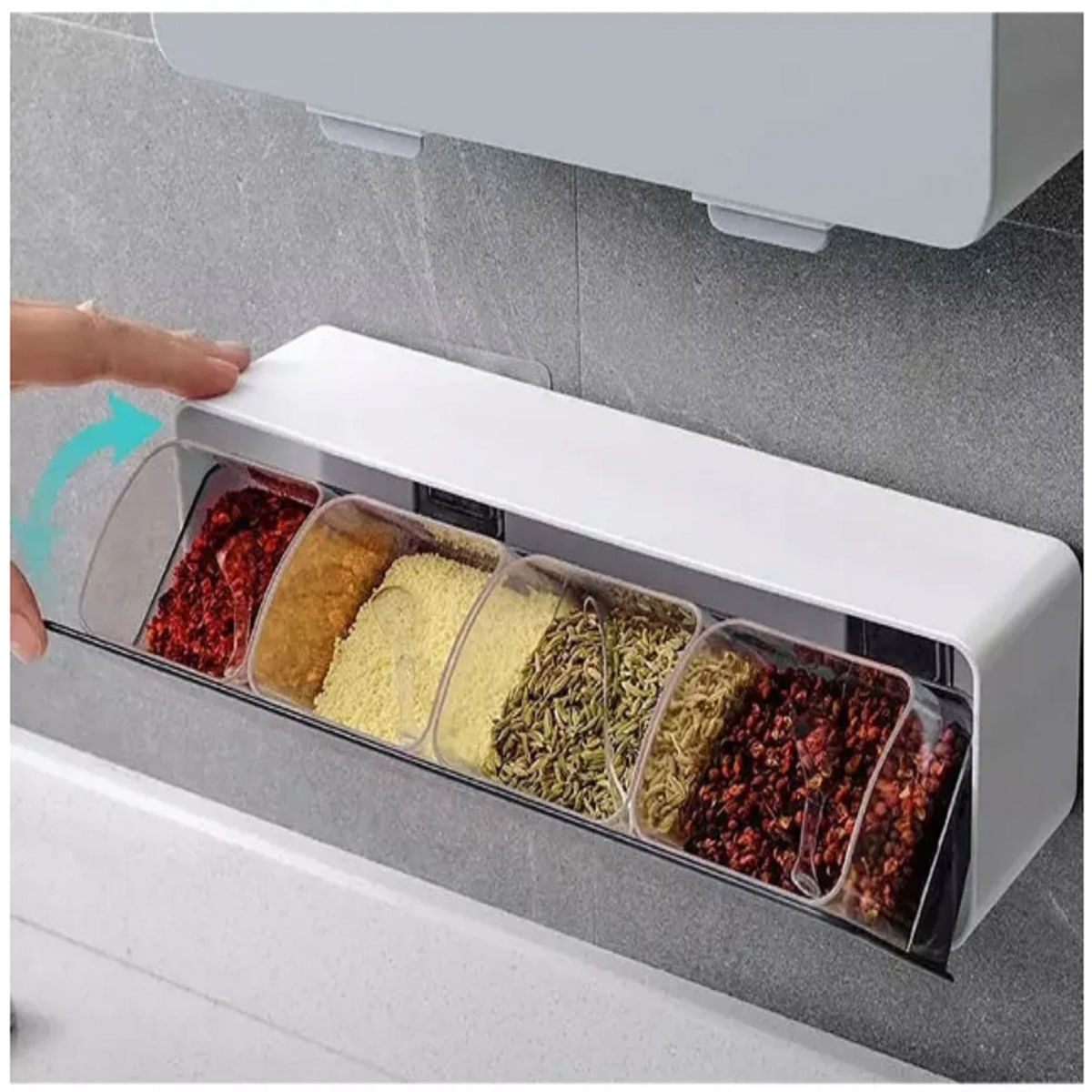 Porta Tempero Condimentos Gaveta 4 Divisórias de Parede - Imagem 3