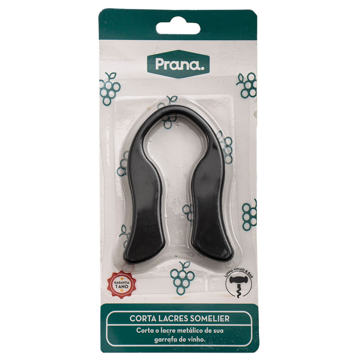Abridor Corta Lacre de Vinhos Fácil Sommelier Preto Prana - Imagem 2