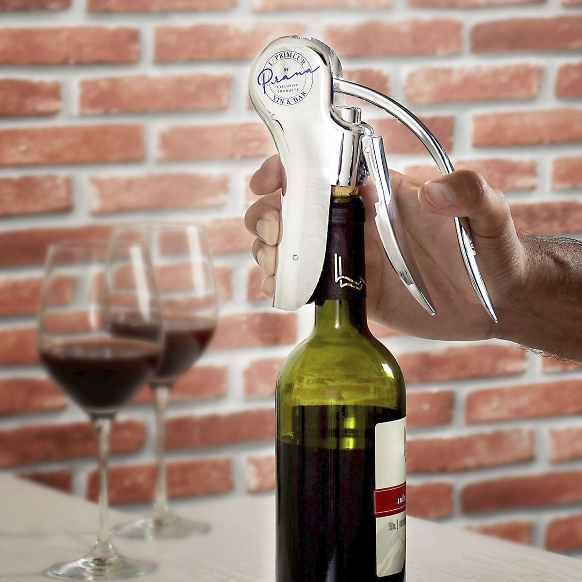 Saca Rolhas Cromado Vinho Abridor Garrafa L'Primeur Prana - Imagem 5