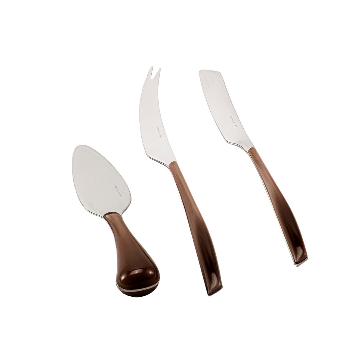 Kit 3 Peças Queijo Faca Espátula Petisco Luxo Tabaco Bugatti - Imagem 2